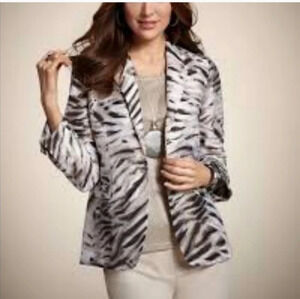 Chico's Tiger stripe Veronican single breasted lighweight blazer SZ 0 Chico's o